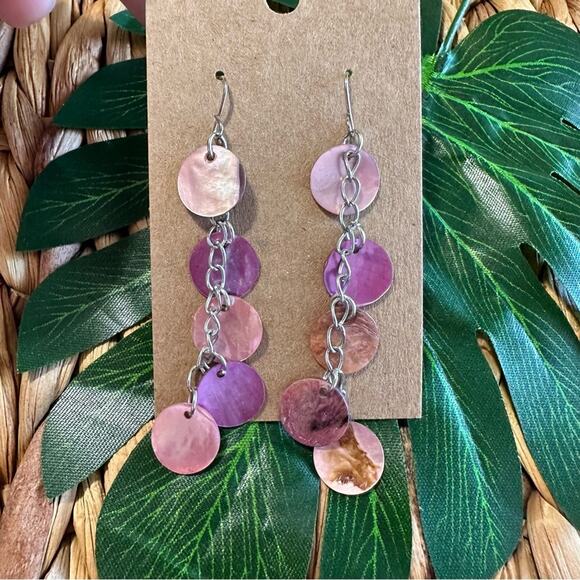 BOGO FREE PURPLE SHELL BEACH VIBEY EARRINGS - Picture 4 of 5